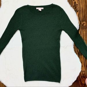 The Cashmere Project Ribbed Green 100% Cashmere top